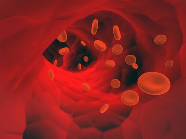 Muitos Eritrócitos Vermelhos Flutuando Uma Artéria Renderização — Fotografia de Stock