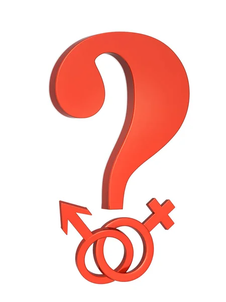Volitelný Sex Otázka Koncepce Volby Pohlaví Červená Otazník Mužskými Ženskými — Stock fotografie