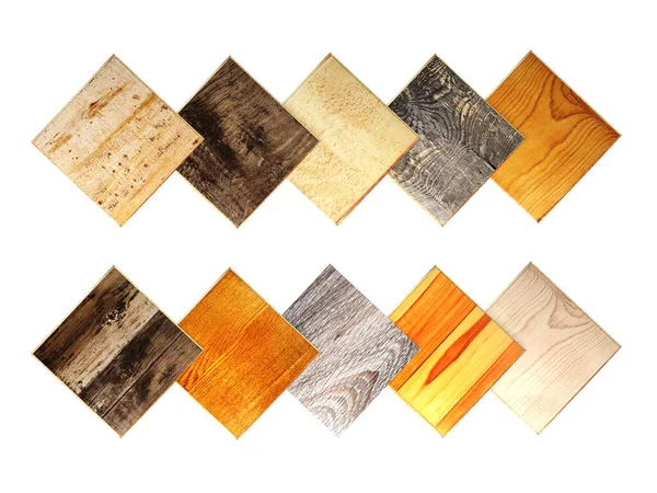 Colección Tablones Nuevo Parquet Diferentes Colores Aislado Sobre Fondo Blanco —  Fotos de Stock