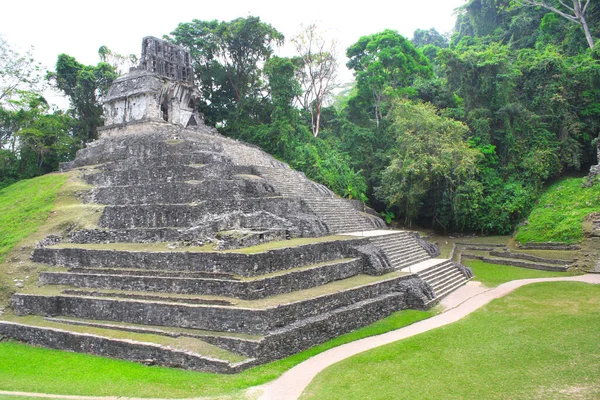 Ruins Temples Cross Group Pre Columbian Maya Civilization Palenque Chiapas — стоковое фото