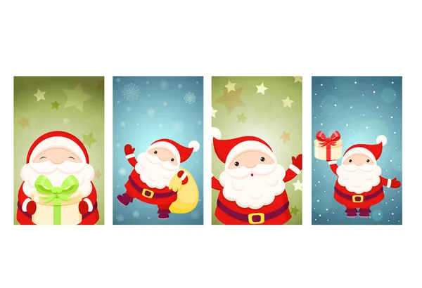 Set Vector Christmas Gift Tag Card Badge Santa Claus — Stock Vector