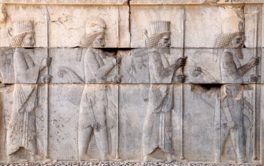 Mızraklı, Persepolis, İran Asur savaşçılarıyla dolu eski duvar. UNESCO dünya mirası sahası