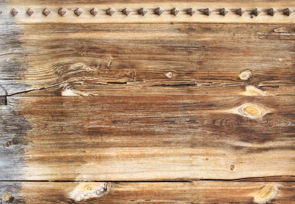 Horizontal Vertical Texture Ancient Wood Metal Rivets Mock Template Copy — Stock Photo, Image