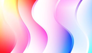 Dalga Geometrik Şekilli Şablon Arka Plan. Tasarım duvar kağıdı, sunum, afiş, el ilanı, kapak sayfası, açılış sayfası için. Renkli Vektör İllüstrasyonu