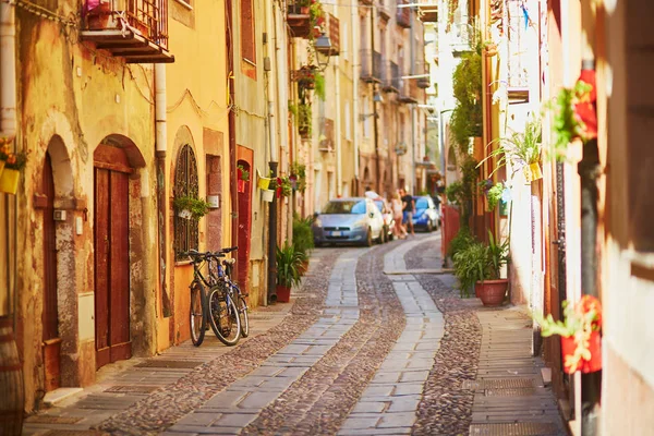 Casas Italianas Coloridas Típicas Uma Rua Bosa Sardenha Itália — Fotografia de Stock