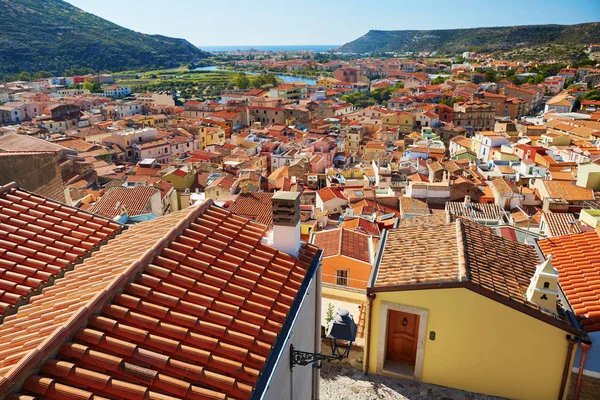 Luftaufnahme Von Bunten Häusern Bosa Dorf Sardinien Italien — Stockfoto