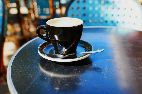 Tazza Caffè Nero Tavolo Caffè All Aperto Parigi Francia — Foto Stock