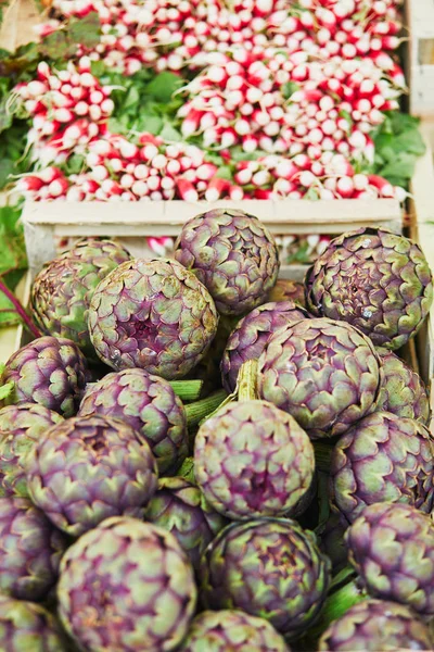 Świeżych Organicznych Warzyw Owoców Rynku Farmer Paryżu Typowy Rynku Europejskim — Zdjęcie stockowe