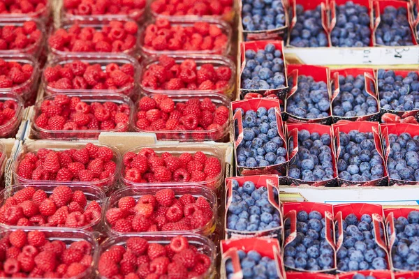 Свежие Органические Овощи Фрукты Фермерском Рынке Париже Франция Типичный Европейский — стоковое фото