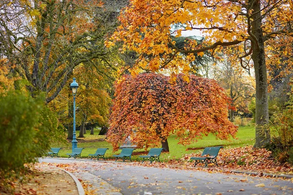 Árvores Outono Coloridas Parque Montsouris Paris França Dia Outono — Fotografia de Stock