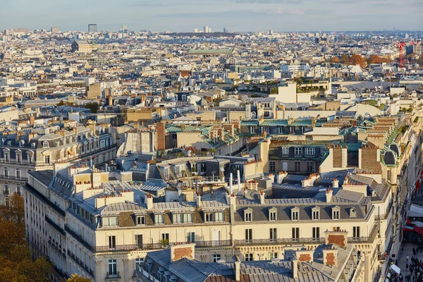 Luchtfoto Panoramisch Stadsgezicht Uitzicht Van Parijs Een Herfstdag — Stockfoto