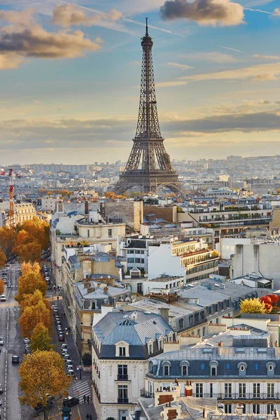 Vista Panorámica Aérea París Francia Con Torre Eiffel Día Otoño — Foto de Stock