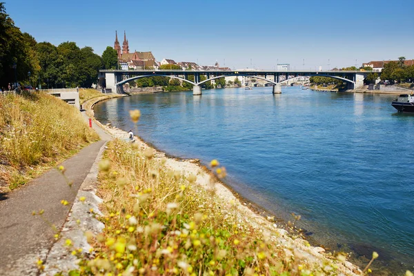 Vacker Utsikt Över Rhen Vallen Basel Schweiz — Stockfoto