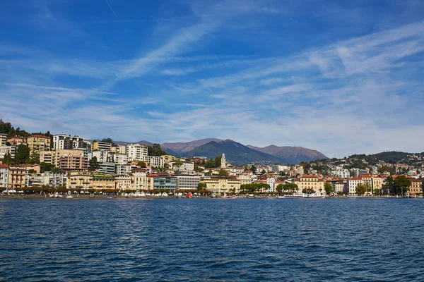 Vue Panoramique Lugano Depuis Lac Canton Tessin Suisse — Photo