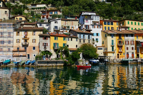 Vista Panorámica Gandria Pueblo Cerca Lugano Desde Lago Cantón Ticino —  Fotos de Stock