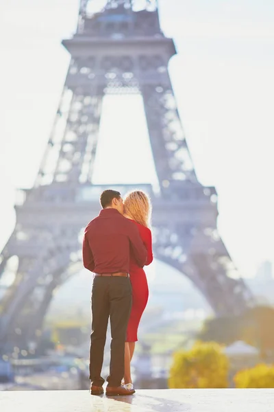 Romantic Couple Love Eiffel Tower Paris France Stock Photo