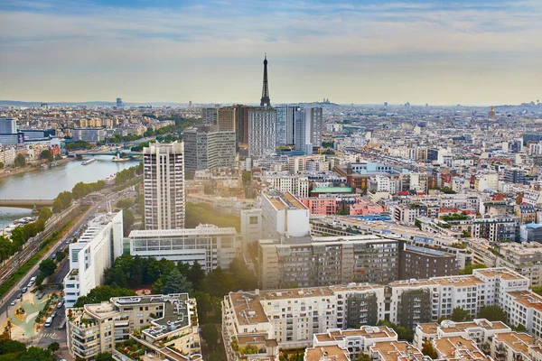 Aerial View 15Th Arrondissement Paris Residential Buildings River Seine Eiffel — Stock Photo, Image