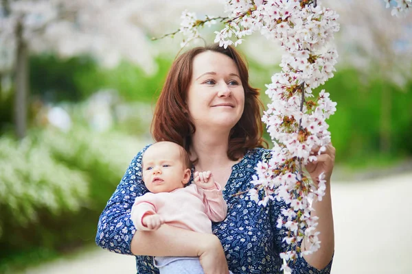 Happy Young Woman Holding Her Little Baby Girl Outdoors Mother — Stock Photo, Image