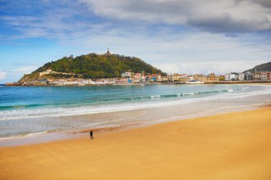 San Sebastian, İspanya'daki La Concha plajının manzara manzarası