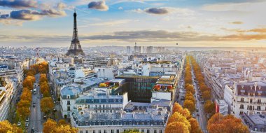 Hava panoramik cityscape görünümü Paris, Fransa