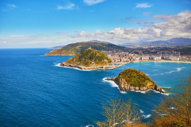 San Sebastian (Donostia), İspanya'nın havadan manzara görünümü