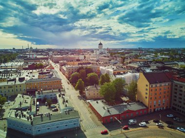 Finlandiya 'nın başkentindeki Helsinki Katedrali' nin manzarası