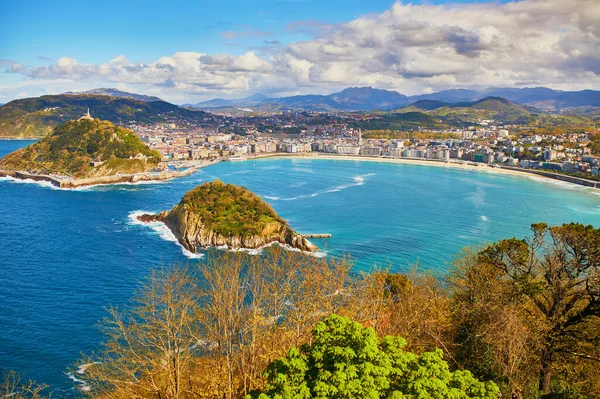 Flyg Naturskön Utsikt Över San Sebastian Donostia Spanien — Stockfoto