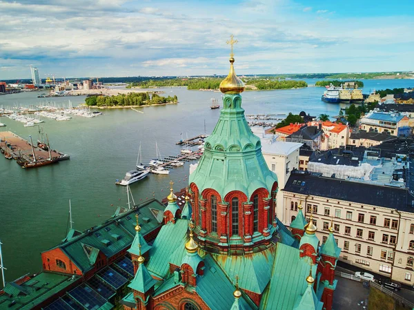 Malerische Luftaufnahme Der Uspenski Kathedrale Helsinki Finnland — Stockfoto