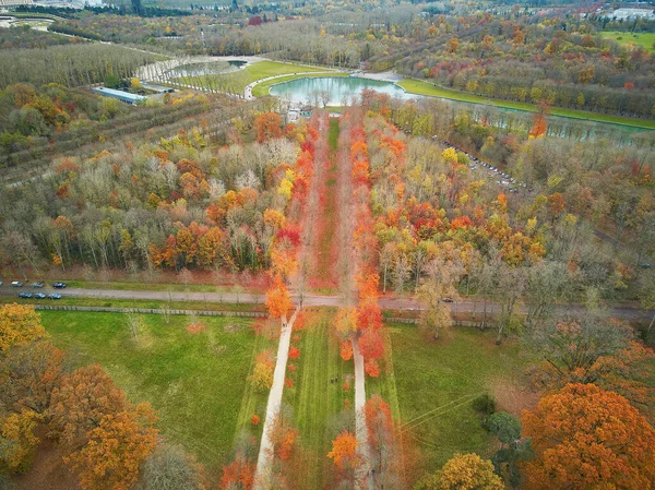 Vista Panorâmica Aérea Grande Canal Nos Jardins Versalhes Perto Paris — Fotografia de Stock