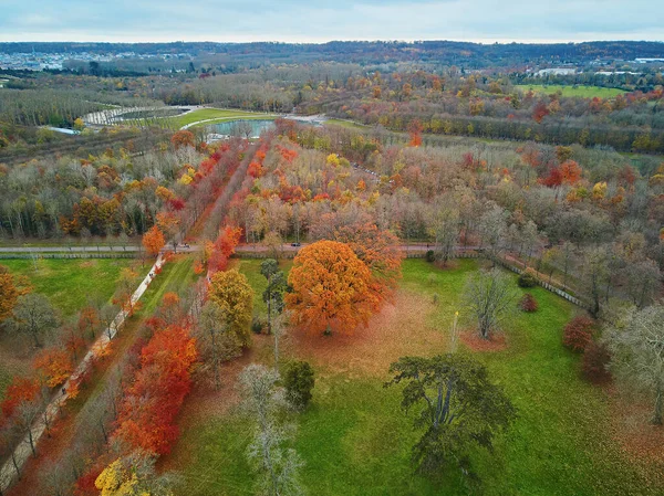 Vista Panorámica Aérea Del Gran Canal Los Jardines Versalles Cerca —  Fotos de Stock