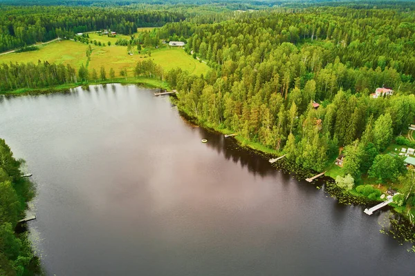 Vista Aérea Panorámica Del Lago Helgtrask Parque Nacional Sipoonkorpi Finlandia —  Fotos de Stock