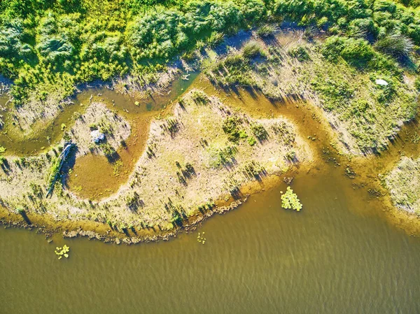 Vista Aérea Panorámica Costa Atlántica Estuario Ruisseau Cires Saint Brice —  Fotos de Stock