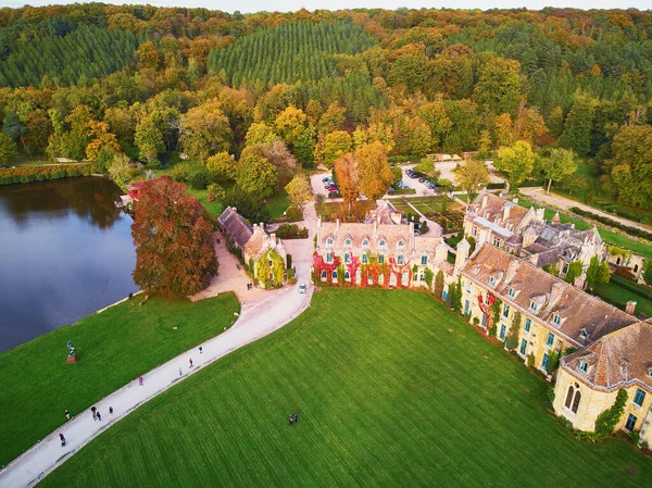 Vue Aérienne Panoramique Abbaye Des Vaux Cernay Monastère Cistercien Dans — Photo