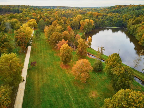 Vista Aérea Panorâmica Floresta Outono Norte França Yvelines França — Fotografia de Stock