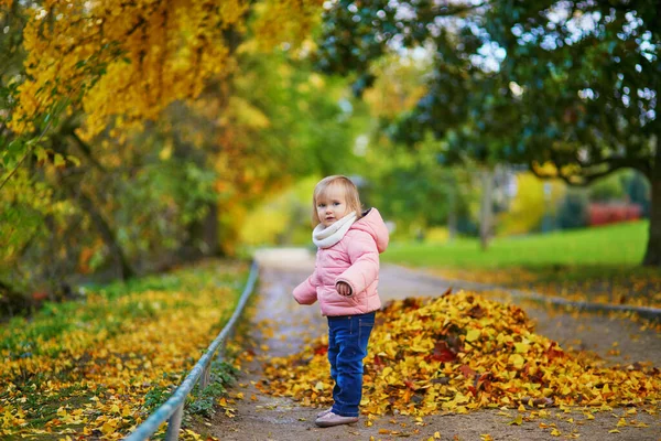 Adorável Menina Criança Alegre Andando Parque Montsouris Paris França Criança — Fotografia de Stock