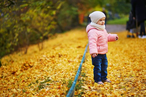 Adorable Niña Alegre Caminando Parque Montsouris París Francia Niño Feliz — Foto de Stock