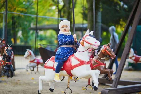 Toddler Having Fun Vintage French Merry Paris Adorable Little Girl — Stock Photo, Image