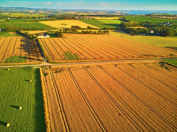 Luftaufnahme Von Weiden Und Ackerland Der Bretagne Frankreich Schöne Französische — Stockfoto