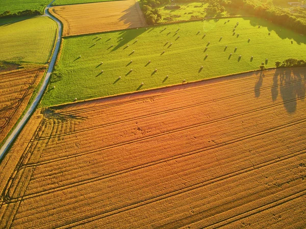 Vista Aérea Pastagens Terras Agrícolas Bretanha França Bela Paisagem Francesa — Fotografia de Stock