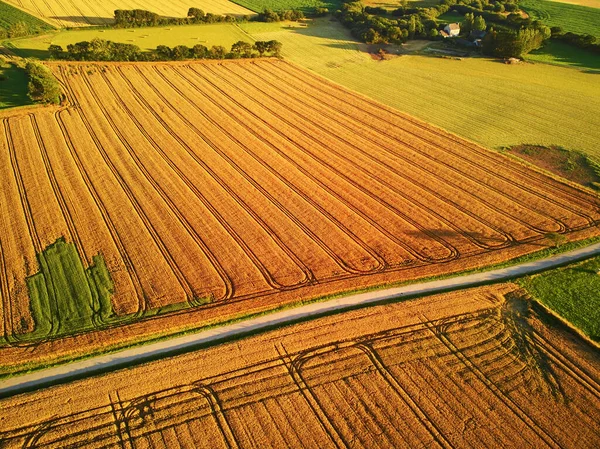 Luchtfoto Van Weiden Landbouwgronden Bretagne Frankrijk Prachtig Frans Landschap Met — Stockfoto