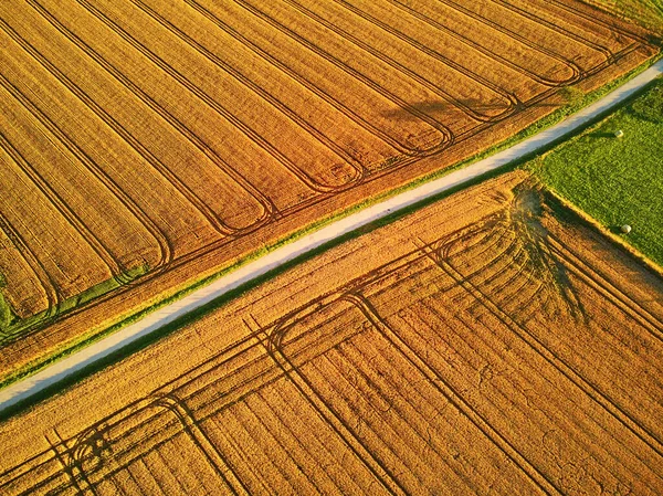 프랑스 브르타뉴의 목초지와 농지를 공중에서 내려다본 아름다운 프랑스 시골에 — 스톡 사진