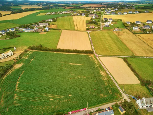 Luftaufnahme Von Weiden Und Ackerland Der Bretagne Frankreich Schöne Französische — Stockfoto