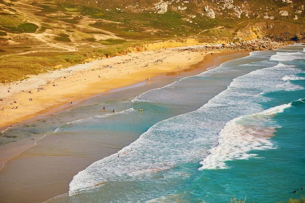 Ligne Côtière Atlantique France Belle Côte Maritime Avec Plage Sable — Photo