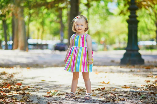 Adorable Toddler Girl Having Fun Outdoors Sunny Summer Day Happy — Stock Photo, Image