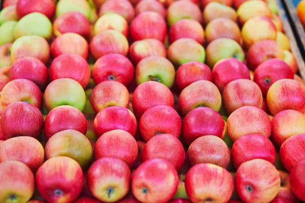 Großer Haufen Frischer Reifer Bio Äpfel Auf Bauernmarkt Paris Frankreich — Stockfoto