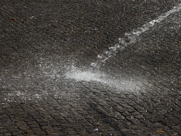 Limpieza Húmeda Calle Con Agua Presión — Foto de Stock