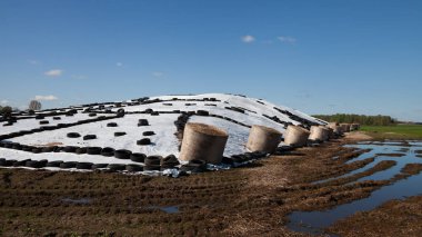 Silaj gıda alan altında beyaz polietilen.