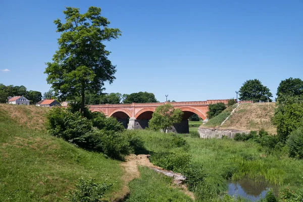 View Old Brick Bridge Kuldiga — Stock Photo, Image