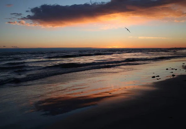 Zon Onder Gaat Zee — Stockfoto