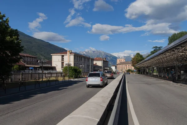 Italy Aosta July Aosta Located Region Italian Alps View Bus — Stock Photo, Image